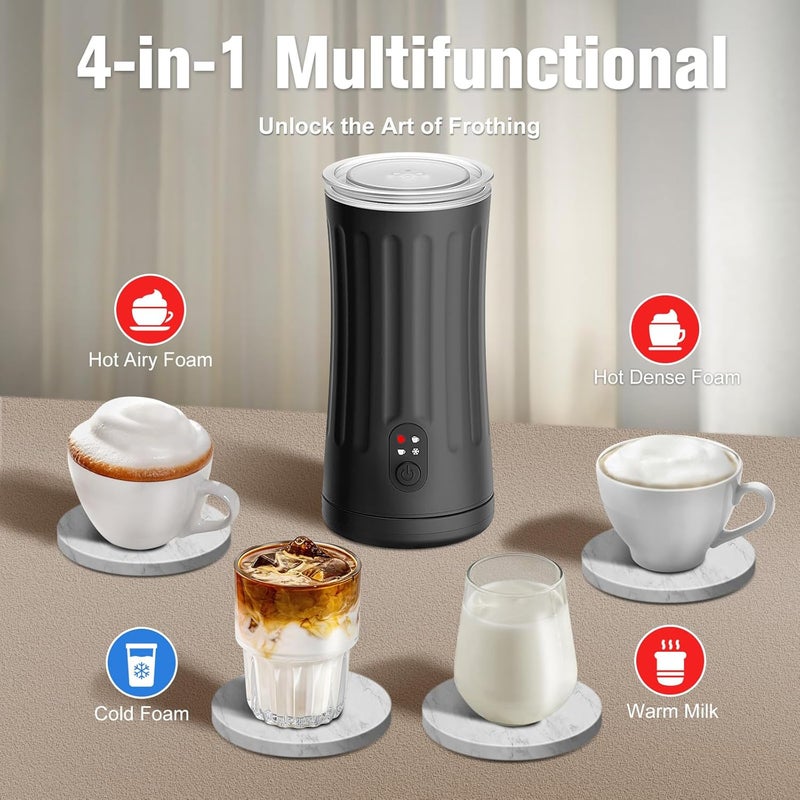 CookSwift Milk Frother, 4-in-1 Milk Steamer and Frother, 8.1oz/240ml Automatic Warm and Cold Foam Maker, Auto Shut-Off Frother for Coffee, Latte, Cappuccino, Macchiato(Black) - Image 2